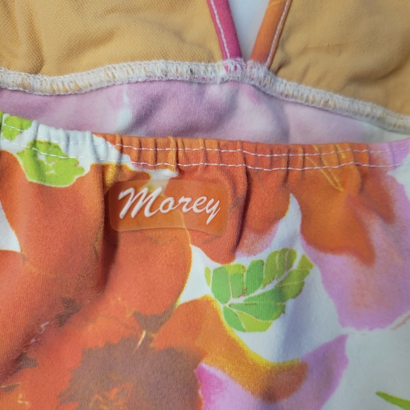 Vtg Morey Kids Halter Tankini Swim Tops Set of 2 Floral Striped Multicolor - Picture 3 of 9